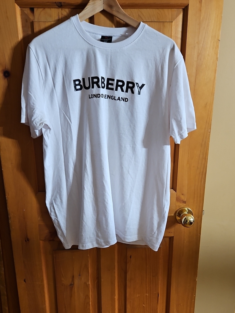 Burberry White T-Shirt with Black Logo